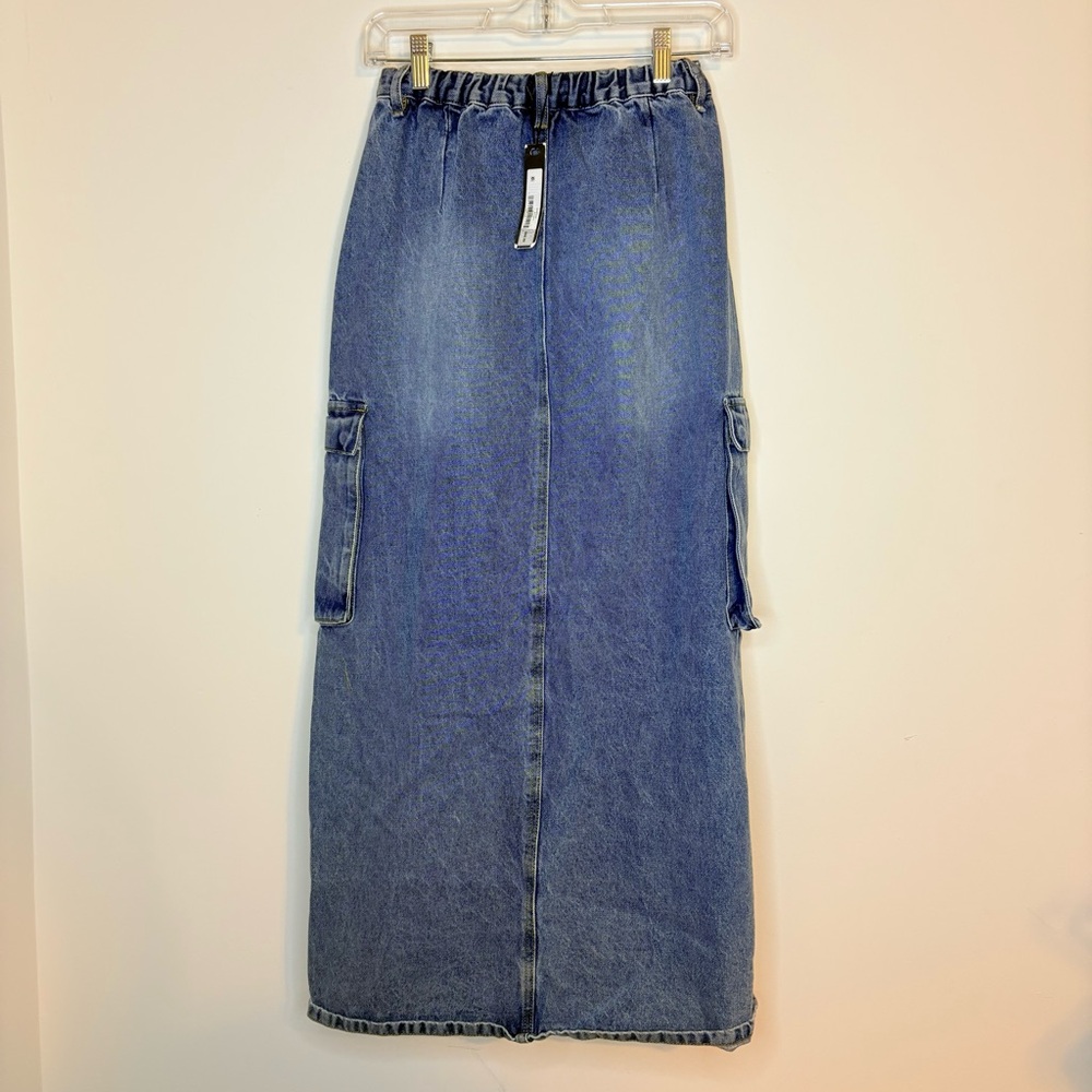 Steve Madden Benson Denim Cargo Maxi Skirt Size 2 NWT - Picture 3 of 10